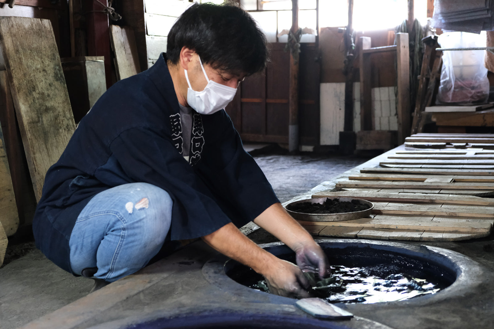 割ッ烹レ クオリティ エプロン 藍紺 150g（オーガニックコットン100