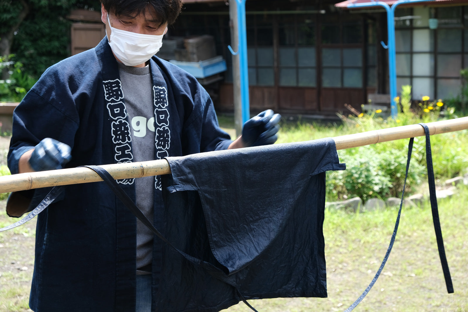 正藍染ヘンプコットン　あいとわエプロン 正藍染ヘンプコットン あいとわエプロン