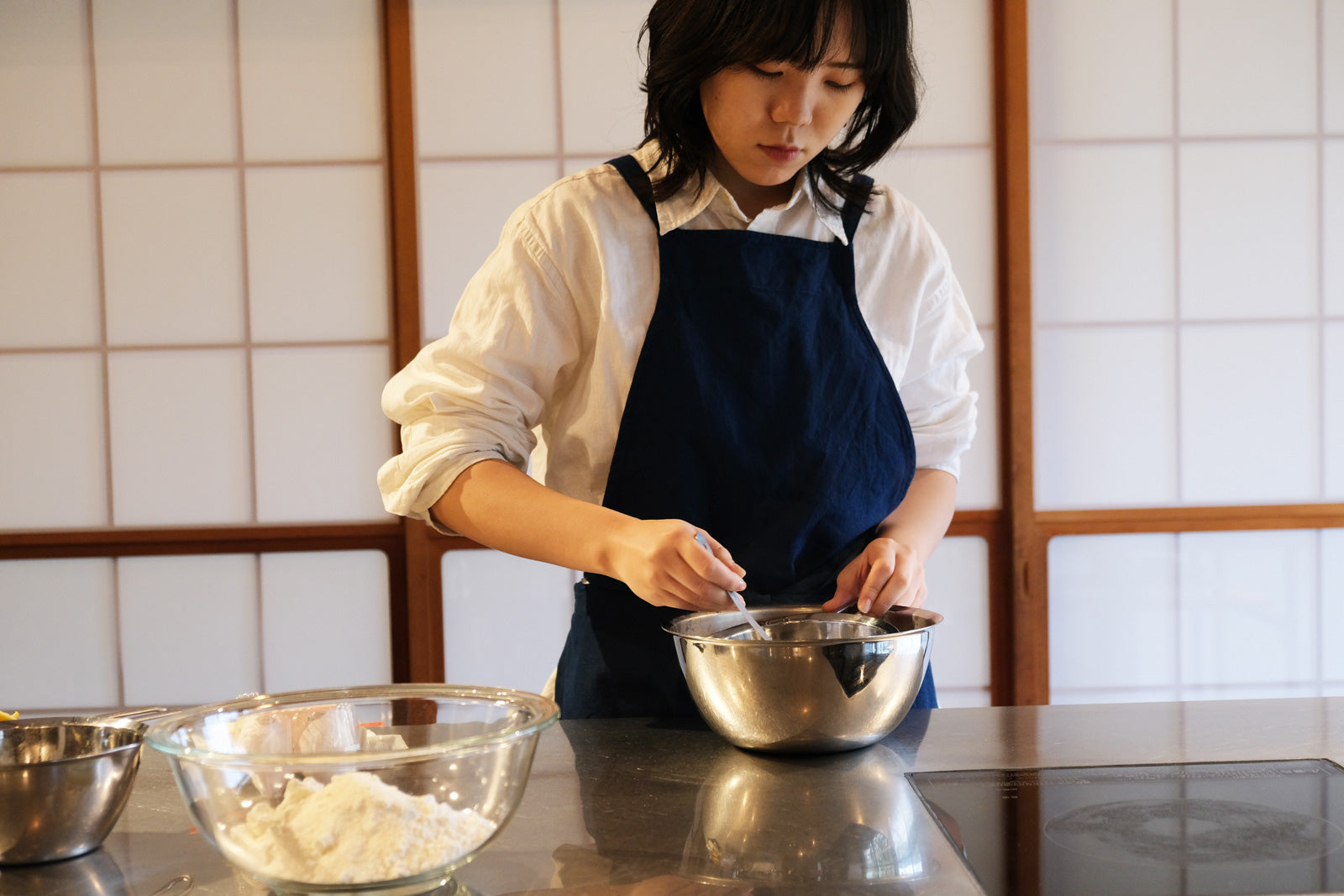割ッ烹レ クオリティ エプロン 藍紺 150g（オーガニックコットン